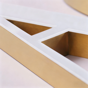 Tùy chỉnh 3D <span class=keywords><strong>LED</strong></span> chữ kênh Trắng Acrylic phía trước với chải vàng bên chiếu sáng dấu hiệu cho cửa hàng quảng cáo chiếu sáng - Product Image 6