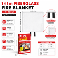 Couverture anti-feu en fibre de verre 1x1m, couleur unie, emballage individuel, pour cuisine, maison, barbecue, camping-car, camping, préparation aux situations d'urgence