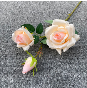 Three-headed Parisian Rose Realistic High Simulation Wedding Christmas Hotel Home <strong>Background</strong> Flower Wall Embellishment - Product Image 5