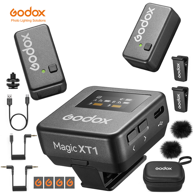 Godox Magic XT1 Microphone Professional Wireless Outdoor Recording Live Double Noise Reduction Collar Clip Radio