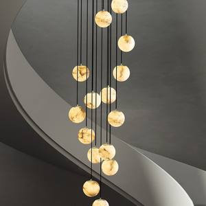 HFBH Maeva Lustre Rond Escalier Lustre Lumières Avec Plusieurs Pendentifs Support Personnalisé - Product Image 1