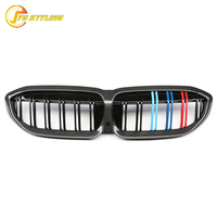 Rejilla Delantera de Fibra de Carbono para BMW Serie 3 G20 G21, Estilo M, Rejilla de Riñón, Ventilaciones de Aire para Parachoques Delantero con Tri-Color, 2019+