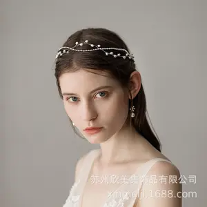 HY 2312 O337 beautiful pearl chain bride wedding headwear simple bridesmaid dress headband manufacturers wholesale