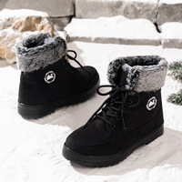 Bottes d'hiver en coton pour femmes, hauteur mi-mollet, doublure en fourrure artificielle, épaisses, pour sports de plein air, légères, antidérapantes, chaudes, en PU