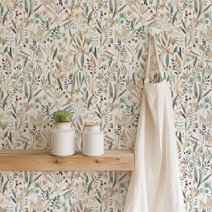 Carta da Parati Adesiva Rimovibile in PVC Impermeabile con Motivi <span class=keywords><strong>Floreali</strong></span> Boho, Adesivo Murale Floreale per Soggiorno - Product Image 4