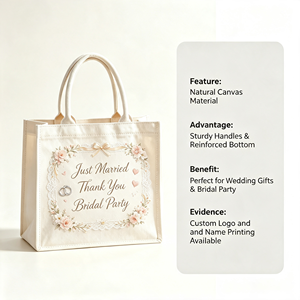 Sac cadeau de mariage en toile écologique personnalisé, sac de faveur de mariage personnalisé, sac à main réutilisable pour les cadeaux des invités de mariage - Product Image 3