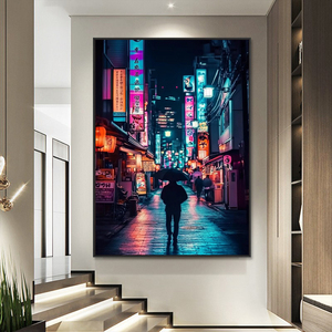 Parete estetica estetica Neon City tela stampa digitale giapponese dipinti urbano Street <span class=keywords><strong>Anime</strong></span> Art - Product Image 3