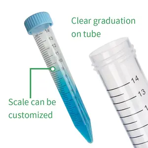 Laboratory Custom Scale Plastic Test Tube Conical Bottom Graduated Disposable Sterile Falcon 15ml Centrifuge Tube 15ml