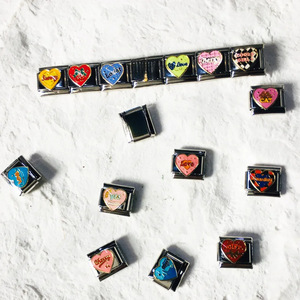 Bracelet modulaire italien avec breloque cœur, 9 mm, en acier inoxydable, élastique, unisexe, coffret cadeau de bijoux - Product Image 2