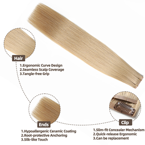 Extensiones de Cabello Humano 100% Natural con Clip, Resistentes al Calor, Doble Trama, Envío Rápido, para el Mercado Americano y Europeo - Product Image 3