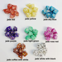 Dés en acrylique personnalisés pour TRPG, lot de 7 dés polyédriques à 20 faces, couleur nacré étoilé, vente en gros, jeux de dés en plastique