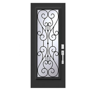 Porte d'entrée en fibre de verre à grain de bois d'aulne 1 panneau <span class=keywords><strong>2</strong></span>/3 Lite Inserts décoratifs en verre Porte d'entrée en verre vintage - Product Image 5