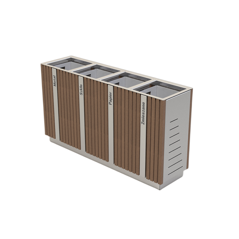 Factory Garden Street Park Outdoor Hot Sale Steel Wood Litter Waste Recycle Bin Commercial Trash Can