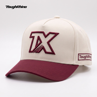 Casquette de baseball structurée rétro bicolore bordeaux et crème avec logo brodé personnalisé de haute qualité TX, style snapback