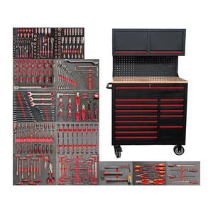 Chariot à <span class=keywords><strong>outils</strong></span> d'atelier personnalisable PHIXWELL avec plateau <span class=keywords><strong>en</strong></span> <span class=keywords><strong>bois</strong></span>, armoire supérieure et panneau arrière, pour réparation automobile industrielle, compatible OEM - Product Image 3