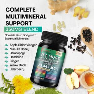 Complément de mousse marine haute puissance 19445 mg avec huile de nigelle pour adultes – Améliore l'immunité – Capsules de mousse marine - Product Image 6