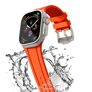 Correa de reloj deportiva FKM de fluoroelastómero de 45mm para Apple Watch Ultra 49mm, correa de muñeca Premium para iwatch Series 9 8 7 45mm