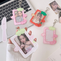 Tempat Kartu Transparan Motif Buah Kartun untuk Pelajar, Merchandise Idol, Photocard 3-inci, Tempat Kartu Guka, Tempat Kartu