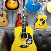Guitare acoustique de collection entièrement en bois massif, table en épicéa Adirondack, dos et éclisses en palissandre du Brésil, incrustation de nacre de luxe, guitare haut de gamme