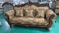 Ensemble de canapés en bois massif antique, 7 places, canapé de salon de luxe, style classique arabe, moyen-oriental, européen, combinaison de canapés 1, 2, 3 places