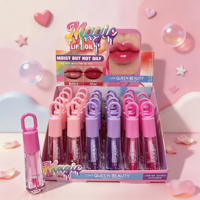 Love Queen Beauty Gloss à lèvres teinté hydratant longue durée effet mat, motif patte de chat, design mignon de dessin animé, 3G, 24 pièces