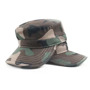 Gorra de béisbol de camuflaje con ala plana para protección solar al aire libre Sombrero de camuflaje digital vintage