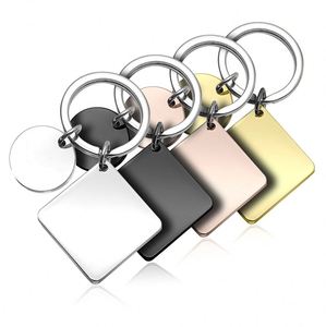 New Fashion Engravable Stainless Steel Square Heart Shape Metal <b>Key</b> <b>Chain</b> Accessories Wholesale Keyachains - Product Image 3