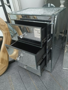 Crushed Diamond Sparkle Blingbling Silver Bevel Edge Crystal 3 Drawer Living Room <strong>Bedside</strong> Cabinet <strong>Console</strong> <strong>Table</strong> - Product Image 5