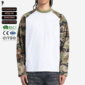 Camiseta de Camuflaje con Mangas Raglán Personalizada, Estilo Urbano, Casual, con Bloques de Color, Manga Larga - Product Image 1