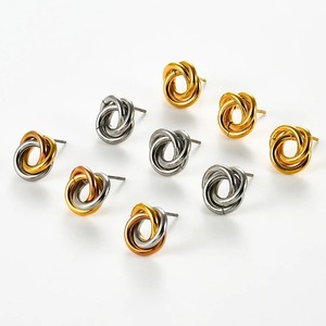 1 par de pendientes de acero inoxidable con diseño en espiral, estilo punk, geométricos, plateados y dorados, para mujeres y niñas, regalo de joyería. - Product Image 1
