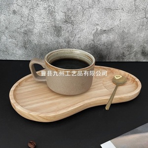 Acacia Wood Leaf <b>Tray</b> Solid Wood Coffee <b>Tea</b> Serving <b>Tray</b> Household Dessert <b>Tray</b> JH-241120 Cashew <b>Tray</b> - Product Image 4