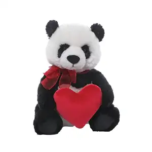 Venta al por mayor juguete de peluche de San Valentín Navidad panda oso de peluche con el corazón