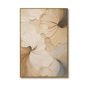 Tableau mural abstrait texturé, grand format, peint à la main, motif nature morte minimalistes de plumes, décoration intérieure - Product Image 2