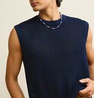 Débardeur en coton premium pour homme, maille ouverte texturée, personnalisation de marque privée, fabrication sur mesure, entièrement fini