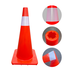 Cône de signalisation routière haute visibilité en PVC de 28 pouces (700 mm), cône de sécurité en plastique pour travaux routiers - Product Image 5