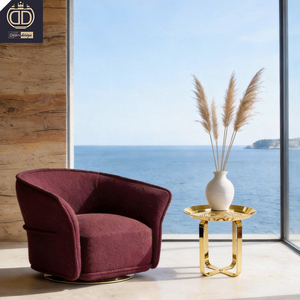 Sillón de Salón, Club, Estudio, Estilo Art <span class=keywords><strong>Deco</strong></span> Retro, con Forma de Barril, Envolvente, de Terciopelo Metálico, con Base Metálica - Product Image 1