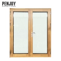 Porte d'entrée double battante en bois recouvert d'aluminium PENJOY, triple vitrage, maison passive, étanche, isolation thermique