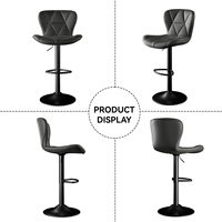 Moderner Outdoor-Barhocker mit Verstellbarer Drehfunktion, PU-Kunstleder-Polsterung, Eisenrahmen, Thekenhöhe, Hoher Rückenlehne für Zuhause, Bar und Kücheninsel