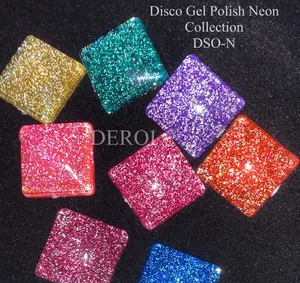 Salon Deroi 2021 için profesyonel tasarım sıcak satmak Neon etkisi kapalı islatın disko jel lehçe Glitter UV jel oje