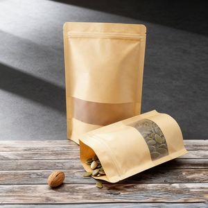 Sachet refermable en kraft de qualité alimentaire personnalisé en usine avec livraison rapide, emballage refermable pour les noix, les collations et les aliments secs - Product Image 2