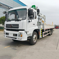 Grue sur châssis de camion Dongfeng 6x4, 12 tonnes, flèche à cinq sections, équipement de levage pour la construction de ponts et de routes.