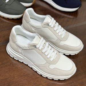 Sneakers blanches de haute qualité, style décontracté, pour hommes et femmes, lacets, dessus en cuir véritable, mesh, antidérapantes - Product Image 1