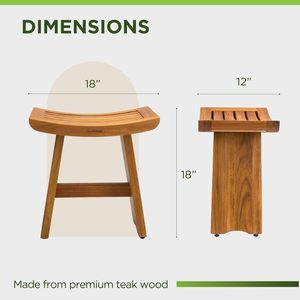 Tabouret de douche en teck Qingzhi 45,7x30,5x36cm, banc de salle de bain, spa, utilisation en extérieur - Product Image 4