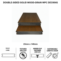 Planches de terrasse en composite WPC, co-extrudées, entièrement recouvertes, solides, double face, grain de bois, imperméables, antidérapantes, 23x140mm