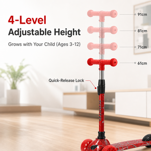 Patinete Plegable para Niños con <span class=keywords><strong>Ruedas</strong></span> <span class=keywords><strong>de</strong></span> PU con Luces, Altura Ajustable en 4 Niveles, Patinete <span class=keywords><strong>de</strong></span> 3 <span class=keywords><strong>Ruedas</strong></span> para Niños y Niñas <span class=keywords><strong>de</strong></span> 3 a 12 Años - Product Image 3