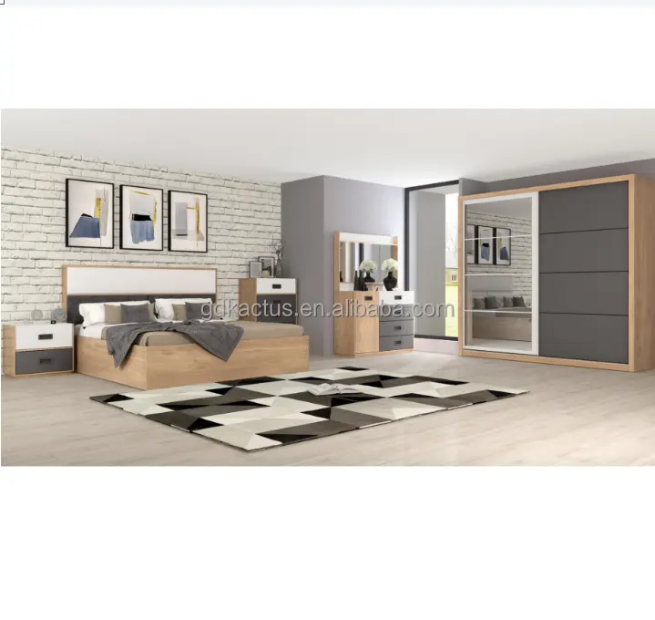 wholesale MDF bedroom furniture set customized modern simplized MDF panel bedroom furniture