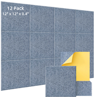 Lot de 12 panneaux acoustiques autocollants 12x12 pouces pour silencer une salle de jeu et maintenir le microphone clair et net