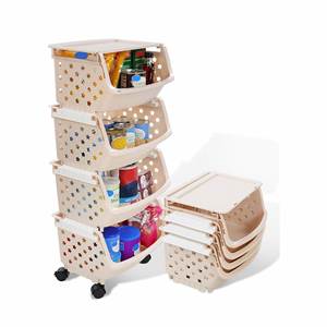 Meuble de rangement multifonctionnel transparent et durable pour jouets et collations, chariot en plastique écologique moderne à double compartiment pour articles de puériculture - Product Image 1