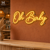 Panneau lumineux LED « Oh Baby » pour décoration murale de chambre d'enfant, idéal pour baby shower, chambre de bébé, chambre d'enfant, inscription lumineuse