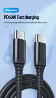 Tipo-c a tipo-c USB 2,0 tipo C cable de carga rápida PD60W 3A Transmisión DE DATOS 480Mbps 0,5 M 1M 2M 3M Cable USB